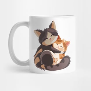 Cat and kitten hugging Mug